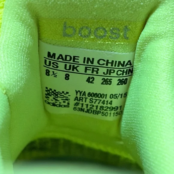 Original 2016 Adidas Ultra Boost 1.0  Solar Yellow - s77414 - Mens size 8.5 - Picture 6 of 7